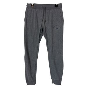 Hurley Surf Co Fleece Jogger Mens Medium Gray Wordmark Logo Midweight Cotton